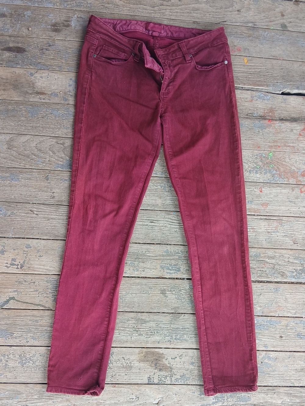 GUC Paige Garment Dyed Burgundy Peg Skinny Jeans